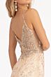 Elizabeth K GL3069 Detachable Overskirt Plunging Neck Glitter Dress