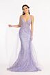 Elizabeth K GL3069 Detachable Overskirt Plunging Neck Glitter Dress