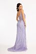 Elizabeth K GL3069 Detachable Overskirt Plunging Neck Glitter Dress