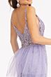 Elizabeth K GL3069 Detachable Overskirt Plunging Neck Glitter Dress