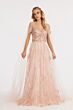 Elizabeth K GL3070 A-Line Plunging Neck Cold-Shoulder Dress