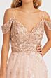 Elizabeth K GL3070 A-Line Plunging Neck Cold-Shoulder Dress