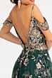 Elizabeth K GL3070 A-Line Plunging Neck Cold-Shoulder Dress