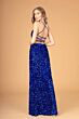 Elizabeth K GL3080 Ruched Top Lace-Up Sequin Velvet Dress