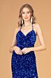 Elizabeth K GL3080 Ruched Top Lace-Up Sequin Velvet Dress