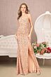 Elizabeth K GL3080 Ruched Top Lace-Up Sequin Velvet Dress