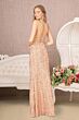 Elizabeth K GL3080 Ruched Top Lace-Up Sequin Velvet Dress