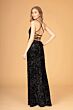 Elizabeth K GL3080 Ruched Top Lace-Up Sequin Velvet Dress