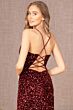 Elizabeth K GL3081 Cowl Neckline Lace-Up Sequin Velvet Dress
