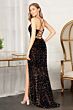 Elizabeth K GL3081 Cowl Neckline Lace-Up Sequin Velvet Dress