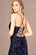Elizabeth K GL3081 Cowl Neckline Lace-Up Sequin Velvet Dress