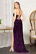 Elizabeth K GL3081 Cowl Neckline Lace-Up Sequin Velvet Dress