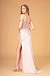 Elizabeth K GL3082 Side Slit Illusion Corset Dress