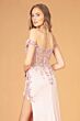 Elizabeth K GL3082 Side Slit Illusion Corset Dress