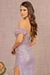 GLS by Gloria GL3114 Sharkbite Slit Ruffle Strap Glitter Dress