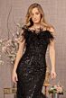 GLS by Gloria GL3117 Feather Neckline Trumpet Sequin Dress
