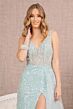 GLS by Gloria GL3119 Strappy Back Side Skirt Glitter Dress