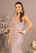GLS by Gloria GL3121 Godet Skirt Sweetheart Neck Glitter Dress