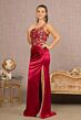 Elizabeth K GL3125 Floral Corset One Shoulder Lace-Up Dress
