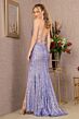 Elizabeth K GL3127 High Slit Lace-Up Back Sequin Dress