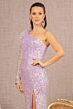 GLS by Gloria GL3128 One Sleeve High Slit Sequin Dress