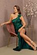 Elizabeth K GL3129 Cutaway Slit One Shoulder Sequin Dress