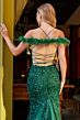 GLS by Gloria GL3130 Feather Strap Godet Skirt Sequin Dress