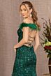 GLS by Gloria GL3130 Feather Strap Godet Skirt Sequin Dress