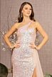 Elizabeth K GL3133 Side Tail High Slit One Shoulder Dress