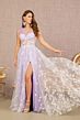GLS by Gloria GL3134 One Shoulder Corset Floral Glitter Dress