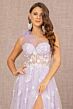 GLS by Gloria GL3134 One Shoulder Corset Floral Glitter Dress