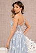 GLS by Gloria GL3134 One Shoulder Corset Floral Glitter Dress