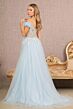 GLS by Gloria GL3135 Feather Sleeve Illusion Corset Dress
