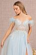 GLS by Gloria GL3135 Feather Sleeve Illusion Corset Dress