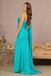 Elizabeth K GL3136 Cape Sleeve Asymmetric Neckline Glitter Dress