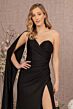 Elizabeth K GL3136 Cape Sleeve Asymmetric Neckline Glitter Dress