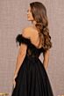 GLS by Gloria GL3138 Feather Neckline Embroidered Corset Dress