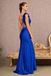 Elizabeth K GL3140 Feather Strap Ruched Top Glitter Dress