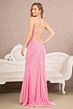 Elizabeth K GL3142 Sharkbite Slit Lace-Up Back Sequin Velvet Dress