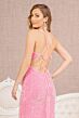 Elizabeth K GL3142 Sharkbite Slit Lace-Up Back Sequin Velvet Dress