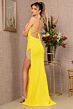 Elizabeth K GL3144 Sky-High Slit Sequin Velvet Lace-Up Dress