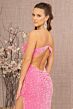 Elizabeth K GL3145 Strappy Back Sharkbite Slit Sequin Velvet Dress
