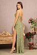 Elizabeth K GL3147 Cutaway Slit Plunging Neck Sequin Velvet Dress