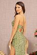 Elizabeth K GL3147 Cutaway Slit Plunging Neck Sequin Velvet Dress