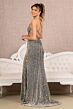 Elizabeth K GL3150 Side Cutout Scoop Neck Sequin Velvet Dress