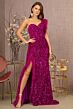 GLS by Gloria GL3154 Feather Slit Asymmetric Neckline Dress