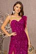 GLS by Gloria GL3154 Feather Slit Asymmetric Neckline Dress