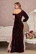 Elizabeth K GL3159 Split Bishop Sleeve Asymmetric Sequin Dress