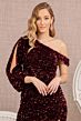 Elizabeth K GL3159 Split Bishop Sleeve Asymmetric Sequin Dress