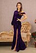 Elizabeth K GL3159 Split Bishop Sleeve Asymmetric Sequin Dress